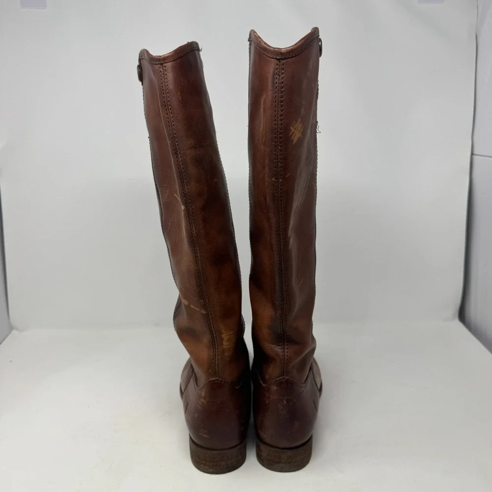 Frye Melissa‎ Button Riding Boots Extended Calf Mahogany Leather Women's 8.5 B - Picture 9 of 11